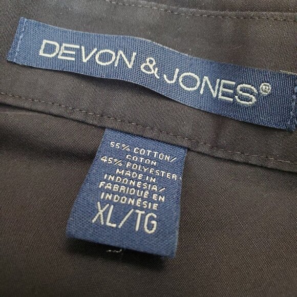 Devon & Jones Mens XL Crown Collection Fit Shirt D620 Black MSS Logo Button Up - Picture 5 of 11